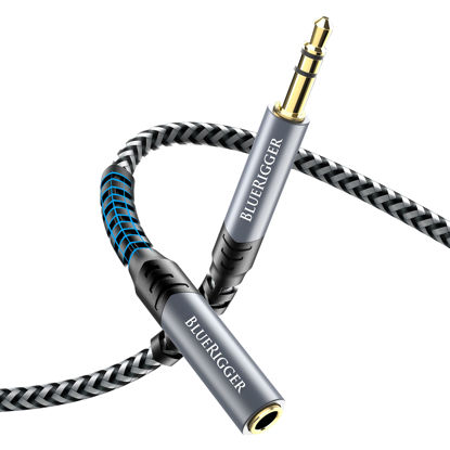 Picture of BlueRigger Headphone Extension Cable (6FT, 24K Gold Plated Jack, Hi-Fi Sound, 3.5mm Male to Female Stereo Audio Cable) - Aux Cord for iPod, Laptops, Smartphones, Speakers, Tablets, Home Car Stereo