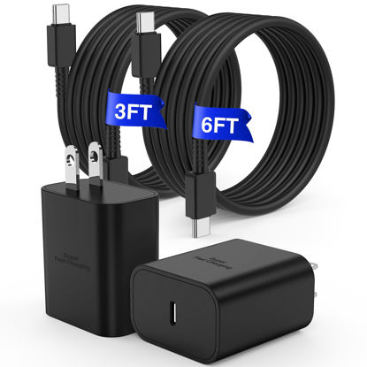 Picture of [3FT+6FT]45W Super Fast Charger Type C, for Samsung Galaxy S25 S24 Charger Block with 3/6FT Type C Charging Cord for Samsung Galaxy S25 S24 Ultra/S24/S23/S23+/S22/S21/S20/Note 10/20, Galaxy Tab