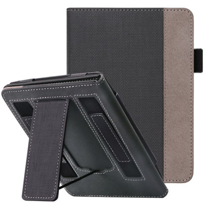 Picture of WALNEW Stand Case for 6.8” Kindle Paperwhite 11th Generation 2021- Two Hand Straps Premium PU Leather Book Cover with Auto Wake/Sleep for Amazon Kindle Paperwhite Signature Edition ereader