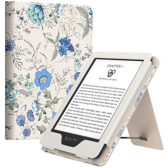 Picture of MoKo Case for 6.8" Kindle Paperwhite(11th Generation-2021) and Kindle Paperwhite Signature Edition, Slim PU Shell Cover Case with Auto-Wake/Sleep for Kindle Paperwhite 2021 E-Reader, Blue Flowers