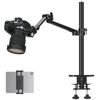 Picture of TARION Camera Arm Mount Desk Stand: Heavy Duty DSLR Desktop Mount Camera Stand with Tablet Holder Double C Clamp 1/4 3/8 Screw Adapter Articulating Arm for Selfie Streaming Videography TitanRig Lite Z