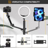 Picture of TARION Camera Arm Mount Desk Stand: Heavy Duty DSLR Desktop Mount Camera Stand with Tablet Holder Double C Clamp 1/4 3/8 Screw Adapter Articulating Arm for Selfie Streaming Videography TitanRig Lite Z