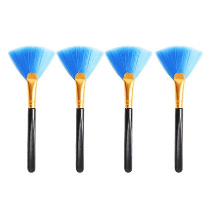 Picture of PZRT 4PCS Super Soft Cleaning Fan Brush Fibre Blue 12.5cm Cleaning Computer Keyboard Dust Lens Mobile Phone Razor Cleaning Brush Display Electronics Crevice Cleaning