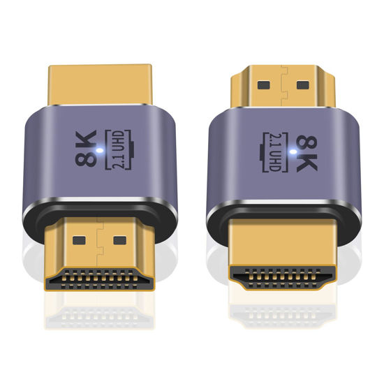 Picture of Poyiccot HDMI Male to Male Adapter 8K, 48Gbps HDMI 2.1 Adapter, HDMI to HDMI Adapter UHD HDMI 2.1 Extender Support 8K@60hz 4K@120Hz HDMI Port for Video 3D HDR Nintendo Switch PS5 Roku TV, 2pcs