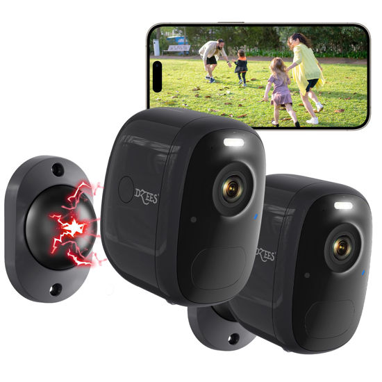 Picture of Dzees 4MP Outdoor Camera Wireless with Magnetic Mount Battery Powered Security Camera Outdoor for Home Security, 2.4Ghz WiFi/AI Motion Detection/2-Way Talk/4MP Color Night Vision/IP66/Cloud-2-Pack