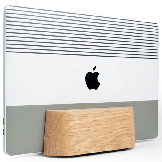Picture of COREMINDED Adjustable Vertical Laptop Stand for Desk, MacBook Stand Laptop Holder, MacBook Pro Stand, Laptop Stand Vertical MacBook Pro Dock, Wood Mac Stand, MacBook Air Stand Laptop Dock (Solid Oak)