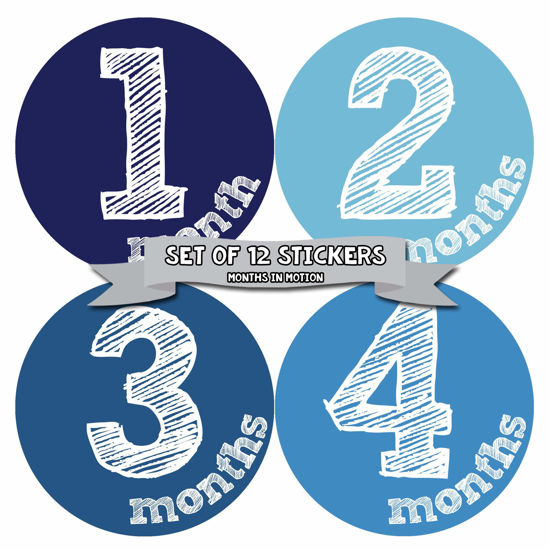 Picture of Months in Motion Baby Monthly Stickers Milestone Newborn Infant Gift First Year (Set of 12 Stickers)