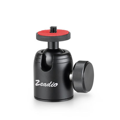 Picture of Zeadio Tripod Mini Ball Head, with 1/4'' 3/8" Screw Ball Head Tripod Mount for Cameras, DSLR, Monopod, Slider, Tripod, Camcorder etc