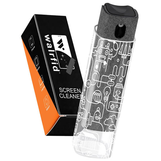 Picture of walrfid Car Screen Cleaner Spray and Wipe, Laptop Touchscreen Mist Cleaning Kit for Electronics Computer, iPad, CellPhone, MacBook, TV, Monitor, Tablet, Kindle Display, with White Graffiti Case - Grey