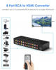 Picture of 8 Port RCA to HDMI Converter, Dual AV to HDMI Converter Supports 16:9/4:3 Composite to HDMI Adapter Support 1080P PAL/NTSC Compatible with Sega/Xbox/PS1/PS2/PS3/WII/N64/VHS, VCRs, and DVD Players