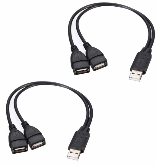 Picture of Adaptermvp USB 2.0 Adapter, Dual USB Female Jack Y Splitter Charger Cable (2 Pack) for Laptop/Tablet/Smartphone Data Transmission/Charging