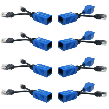 Picture of AIMHD 4 Pair RJ45 Ethernet Combiner, Cat5 PoE Splitter, 2-in-1 (2 Cameras Over 1 Cable) Adapter for 8 IP Security Camera NVR Surveillance System