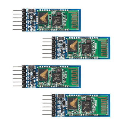 Picture of AEDIKO 4pcs HC-05 Wireless Bluetooth RF Transceiver Master Slave Integrated Bluetooth Module 6 Pin Wireless Serial Port Communication BT Module