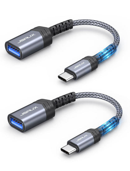 Picture of USB C to USB Adapter, JSAUX [0.5ft 2 Pack] Type C 3.0 OTG Cable On The Go Type C Male to USB A Female Adapter Compatible with MacBook Pro 2018 2017,Samsung Galaxy S20 S20+ Ultra S8 S9 Note 10 etc-Grey