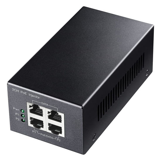 Picture of Cudy 2 Channel Gigabit PoE Injector, 10/100/1000Mbps, 2 Gigabit Input, 2 PoE Output, 2 x 30 watts PoE Adapter, Wall-Mount, Comply with 802.3at / 802.3af, 48V