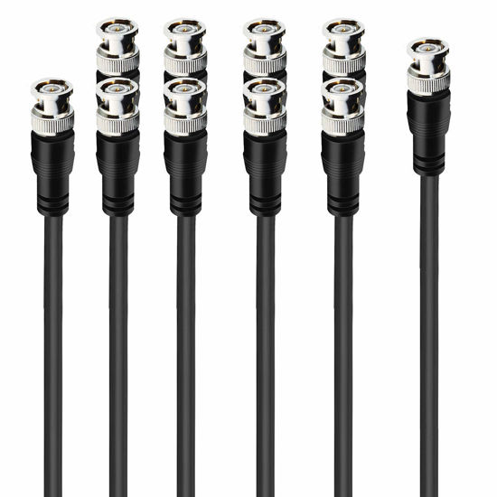 Picture of JOINSI 5-Pack 5ft BNC Male to BNC Male Jumper 75-Ohm Cable Extension Connector for CCTV DVR to TV System