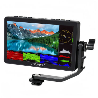 Picture of FEELWORLD FW568 V3 6 inch DSLR Camera Video Monitor Field Peaking Focus Assist Small Full HD 1920x1080 IPS with 4K HDMI 8.4V DC Input Output Include Tilt Arm for Sony Canon Nikon