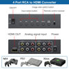 Picture of Multiple AV to HDMI Converter 4 Port RCA to HDMI - 1080P/720P Red White Yellow Composite Component to HDMI Converter for Smart TV/AUX/N64/PS2/PS3/VHS/VCR/DVD Players, Support 4:3/16:9 RCA to HDMI Hub