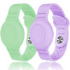 Picture of Kids Waterproof Airtag Bracelet Compatible with Apple AirTag, Hidden Silicon Protective Case for Air Tag GPS Tracker Holder, Adjustable Anti-Lost Watch Band for Toddler Child (Green & Purple)
