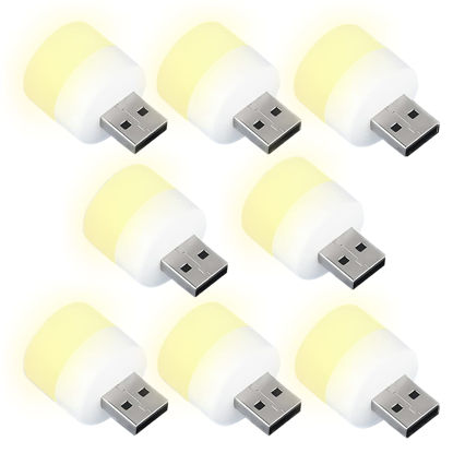 Picture of DASITON Plug in LED Night Light Mini USB LED Light Flexible USB LED Ambient Light Mini USB LED Light, LED Portable car Bulb, Indoor, Outdoor, Reading, Sleep (8 Warm Light)