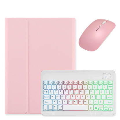 Picture of kaidisen Backlit Keyboard for Galaxy Tab S6 Lite 10.4" 2024/2022/2020 Keyboard Case with Mouse, Detachable Backlight Color Keyboard Case,Pink+White