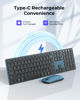 Picture of Wireless Bluetooth Keyboard and Mouse Combo (USB + Dual BT), seenda Multi-Device Rechargeable Slim Keyboard and Mouse, Compatible for Win 7/8/10, MacBook Pro/Air, iPad, Tablet - Black Blue