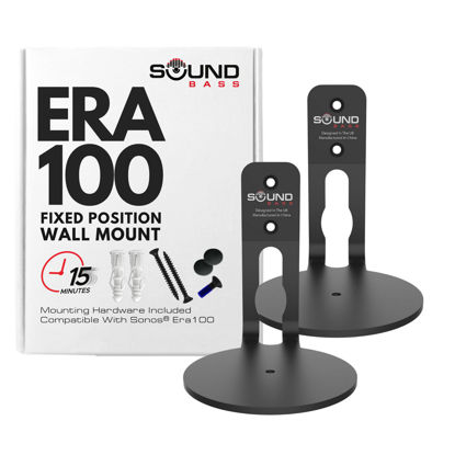 Picture of ERA100 Wall Mount Bracket, Low Profile, Black, Twin Pack, Compatable With Sonos ERA 100 Speaker, Complete With All Fixing Hardware