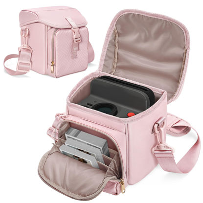 Picture of Prokva Camera Sling Bag Compatible with Polaroid Now 2nd Generation I-Type, Now+ 2nd Gen I-Type, Now, Now+, OneStep Instant Camera, Camera Crossbody Bag with Adjustable Strap, Pink(Empty Bag)
