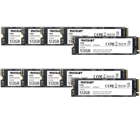 Picture of Patriot P300 512GB Internal SSD - NVMe PCIe Gen 3x4 - M.2 2280 - Solid State Drive - 10 Pack