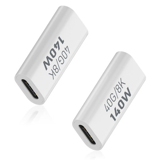 Picture of Duttek USB C Coupler 40G, USB C Female to Female Adapter PD 140W, USB C to USB C Adapter with 8K@60Hz Video Display Compatible for Thunderbolt 4/3, MacBook Pro/Air, iPad, Laptop, Phones (2Pack)