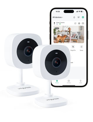 Picture of Viigytek® 2K QHD WiFi AI Home Security Camera - Indoor Pet/Baby Monitor with Night Vision, 2-Way Audio, Wired, Motion Detection, Remote Viewing - Smart Surveillance, White (2Pack)