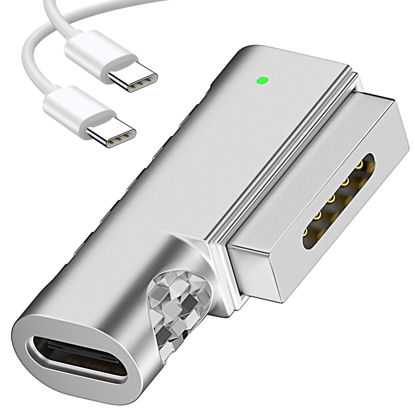 Picture of kocomio Magnetic 90 Degree USB C to Magnetic 2 T-Tip Adapter, Type-C to Safe 2 T-Head PD 100W Power Fast Charging Converter for 2013-2015 MacBook Pro Air with 100W/5A USB C Cable (1.5M)