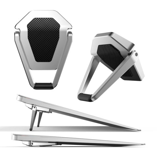 Picture of ZELMINE Laptop Stand for Desk, Portable Anti-Slip Keyboard Riser, Zinc Alloy Keyboard Stand, Computer Stand Compatible with MacBook Air/Pro, 10-15.6 Inches Laptops and Keyboards (Sliver)