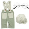 Picture of SPOKKI New Born Photoshoot Outfits,Newborn Boy Photoshoot Outfits,Newborn Photography Outfits Boy,Bib Pants,Hats and Glasses(Light Green)