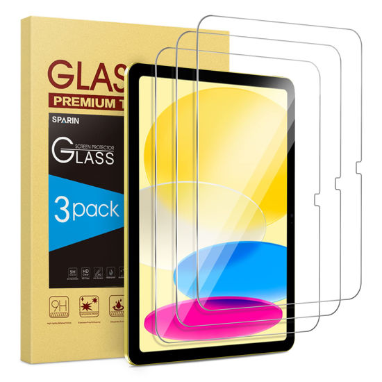 Picture of SPARIN 3 Pack Upgrade Screen Protector for iPad 10th Generation 10.9 Inch (2022 Released), Anti-Scratch Tempered Glass Compatible for iPad 10 Gen, HD Clarity