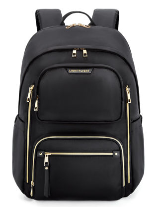 Picture of LIGHT FLIGHT Women's Laptop Backpack Fit 15.6" for Travel, Work, Business, College, Anti-Theft Large Capacity Stylish Bookbag with USB Port and Water-Resistant for Daily Use,Black