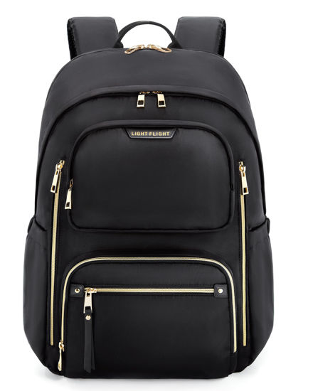 Picture of LIGHT FLIGHT Women's Laptop Backpack Fit 15.6" for Travel, Work, Business, College, Anti-Theft Large Capacity Stylish Bookbag with USB Port and Water-Resistant for Daily Use,Black