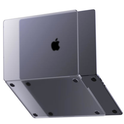 Picture of Soonjet Compatible for MacBook Air 13.6 inch Case M3 M2 2024-2022, Model A3113 A2681, Durable Protective Plastic Hard Shell Case Cover for MacBook Air M2 13 inch Case - Space Gray Clear