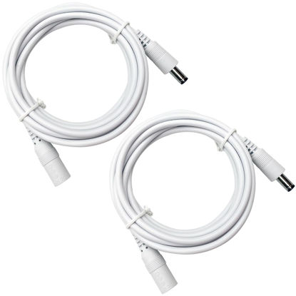 Picture of Anlink 2 Pack 6ft DC Power Extension Cable 5.5mm*2.1mm Male to Female Power Cord for CCTV Security Surveillance Cameras, LED Strip, Router, 12V DC Power Supply Adapter and More (White)