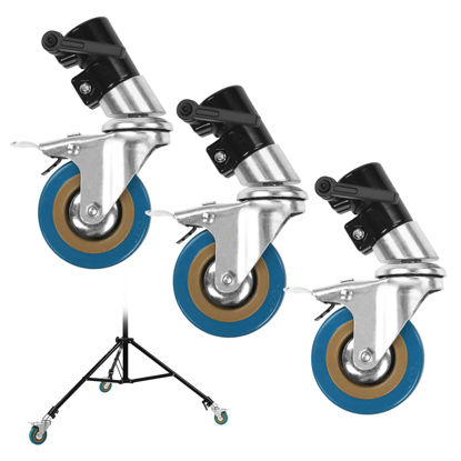 Picture of Selens 0.87inch/22mm Light Stand Wheels Set 3pcs, Heavy Duty Photography C Stand Wheels with Brake for Photo Studio Video Shooting