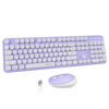 Picture of UBOTIE Colorful Computer Wireless Keyboards Mouse Combo, Typewriter Flexible Keys Office Full-Sized Keyboards, 2.4GHz Dropout-Free Connection and Optical Mouse (Purple-White)