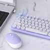 Picture of UBOTIE Colorful Computer Wireless Keyboards Mouse Combo, Typewriter Flexible Keys Office Full-Sized Keyboards, 2.4GHz Dropout-Free Connection and Optical Mouse (Purple-White)