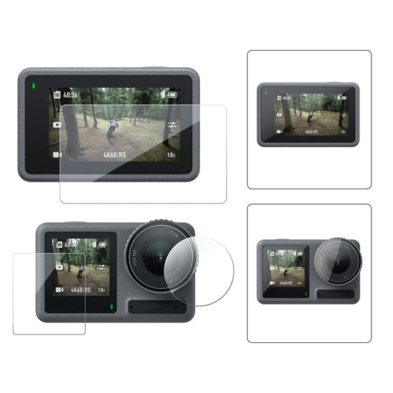 Picture of TELESIN [3 Pack] Lens Screen Protector for DJI Osmo Action 5 Pro Accessories, 0.3mm 9H Hardness Ultra HD Front and Back Screen Protector + Lens Film Foil, Tempered Glass Protector Scratch Resistant, Bubble-Free