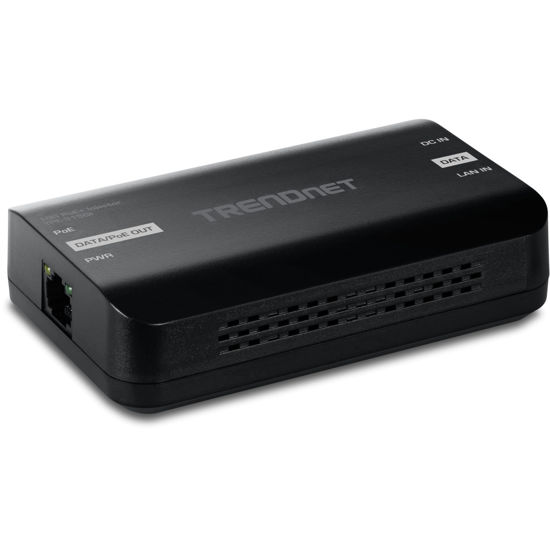 Picture of TRENDnet 10G PoE+ Injector, TPE-315GI, Convert Non-PoE Port to a PoE+ Port, PoE (15.4W) or PoE+ (30W), 10GBASE-T Compliant, Up to 100m (328 ft.), Black
