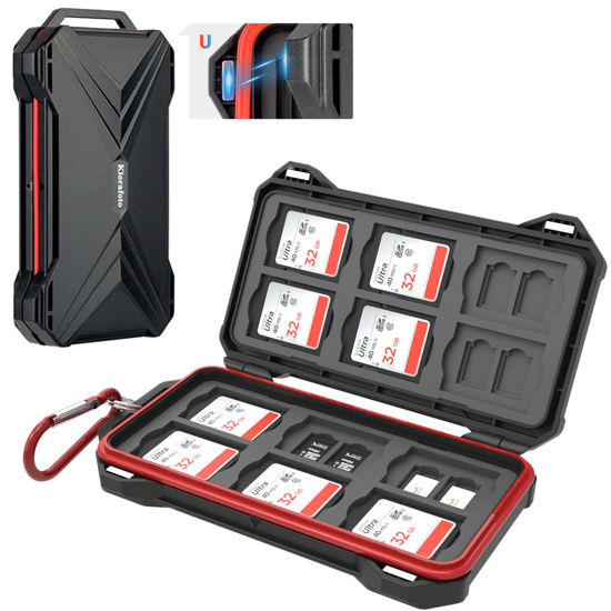 Picture of [12 SD + 24 TF] 36 Slots Magnetic Closure Memory Card Case Holder Organizer Keeper for Camera SD SDHC SDXC MSD MicroSD MicroSDXC MicroSDHC TF & Huawei Smartphone Nano SIM NM Nano Memory Cards Storage