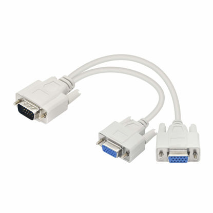 Picture of PNGKNYOCN 25 cm VGA Splitter Cable, VGA 15 Pin 1 Male to 2 Female Monitor Adapter Y Splitter Cable, for Screen Duplication