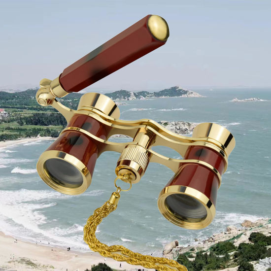 Picture of Yourelexit® Opera Glasses Binoculars Lorgnette Theater Optical Glasses Mini Compact Lightweight Built-in Foldable Adjustable Handle with Chain Vintage for Adults Kids Women in Musical Concert Cinema