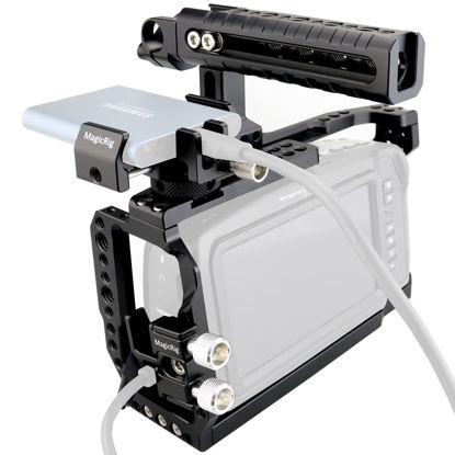 Picture of MagicRig BMPCC 4K & 6K Full Cage with NATO Top Handle, T5 /T7 /T9 SSD Mount Bracket, Cable Clamp Lock,15mm Rod Clamp, for Blackmagic Pocket Cinema Camera 4K,for Blackmagic Pocket Cinema Camera 6K