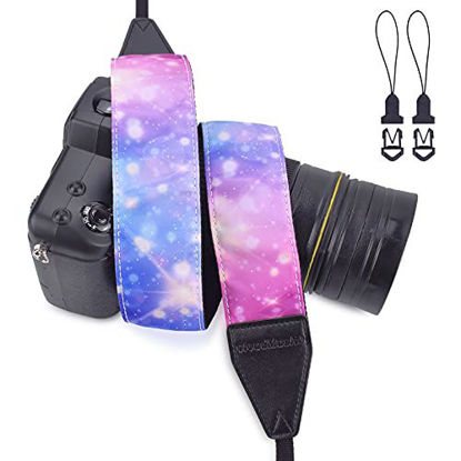 Picture of CLOUDMUSIC Camera Strap Jacquard Weave Neck Strap For Girls Men Women Floral Series(Purple Pink Galaxy)