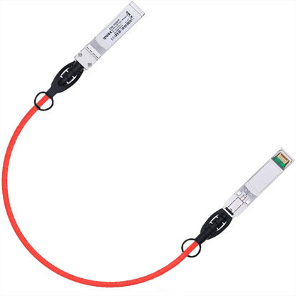 Picture of Colored 10G SFP+ Twinax Cable, Direct Attach Copper(DAC) Passive Cable, 0.5m (1.64ft) in Red, for Cisco SFP-H10GB-CU0.5M, Meraki, Ubiquit, Mikrotik, Intel, Fortinet, Netgear, D-Link and More